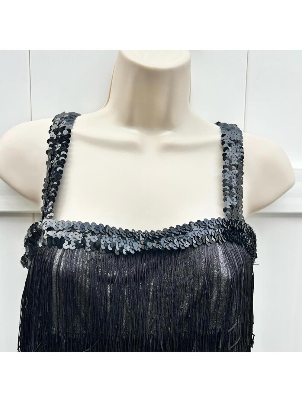 Flapper Dress Halloween Costume by Costumes USA | Black | Size Adult Large 10-12